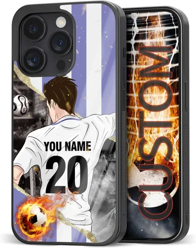 Vista 35 de Fundas personalizadas con nombre y número de fútbol para iPhone 11, 12, 13, 14, 15, 16, 17, 16 Pro Max Plus Mini, Samsung Galaxy Note10 Note20 S8 9