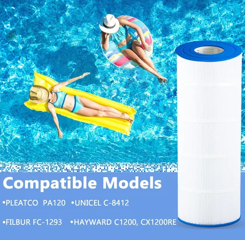 Vista 3 de PELLUCID Filtro de piscina C1200 compatible con Hayward C1200, CX1200RE, Pleatco PA120, Unicel C-8412, Filbur FC-1293, Clearwater II 125, Waterway