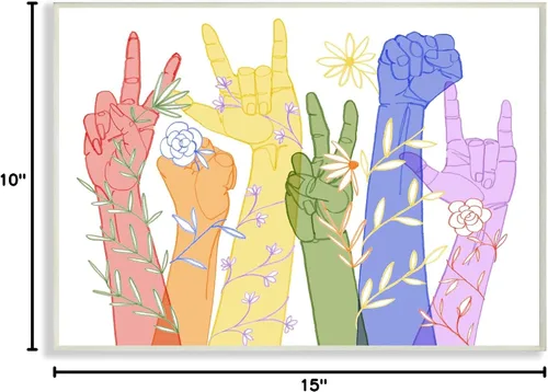 Vista 9 de Stupell Industries 'Peace Love Caring Hand Signs ASL' Arte de placa de pared