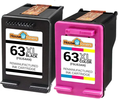 Vista 2 de Houseoftoners Cartuchos de tinta remanufacturados para HP 63XL, repuesto de alto rendimiento para HP 63 XL Deskjet 1112 2130 3630 3631 3632
