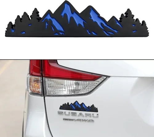Vista 7 de Zhizhong Emblema de árbol de montaña de nieve de 7 pulgadas, insignia gráfica de montañas para maletero y portón trasero para automóvil, camión