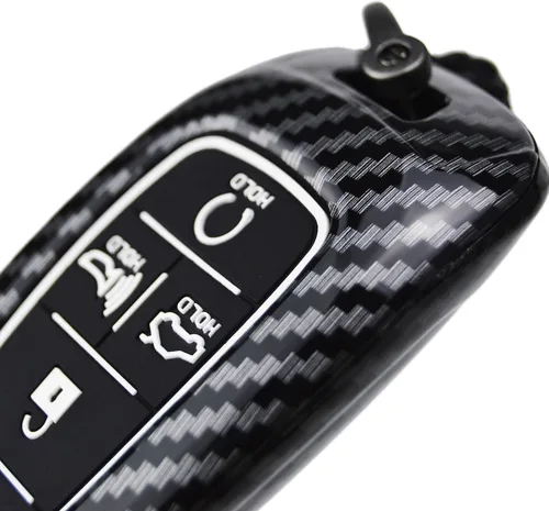 Vista 4 de Funda Protectora de Llavero de 2 Capas Hibrida de Carbono para Hyundai Tucson Tuscon Hybrid Se Sel Santa Fe Palisade Sonata Santa Cruz Ioniq 5 Nexo