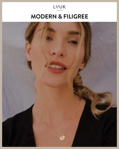 Vista 2 de LUUK LIFESTYLE Collar de filigrana de plata de ley 925 para mujer con colgante, joyería femenina de moda para la vida cotidiana, longitud ajustable