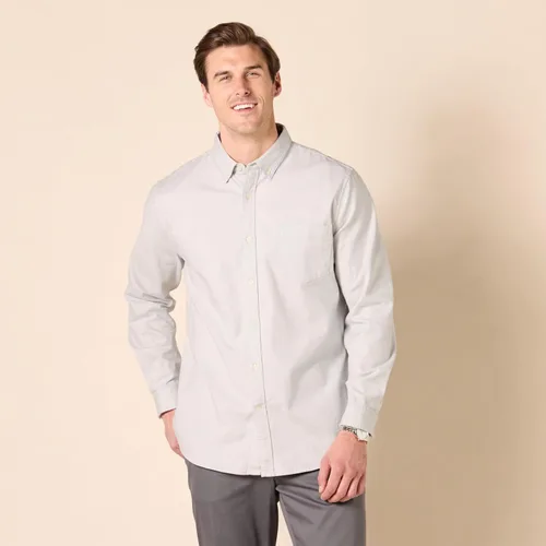 Vista 6 de Tienda Essentials Camisa Oxford elástica de manga larga ajustada con bolsillo para hombre