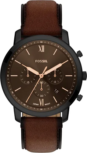 Vista 21 de Fossil Neutra - Reloj cronógrafo de cuarzo de acero inoxidable y cuero para hombre Pulsera negra/marrón