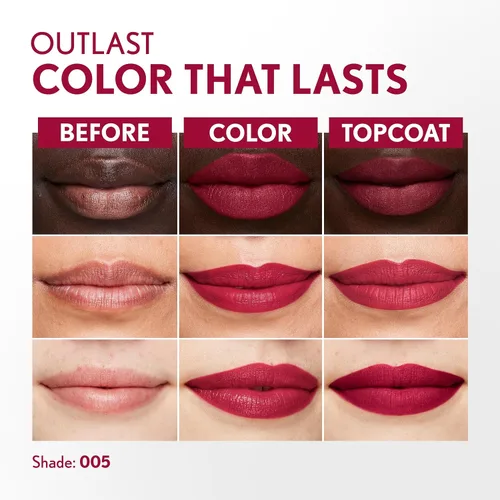 Vista 3 de COVERGIRL Outlast - Color de labios para todo el día con capa superior, 005 All-Star