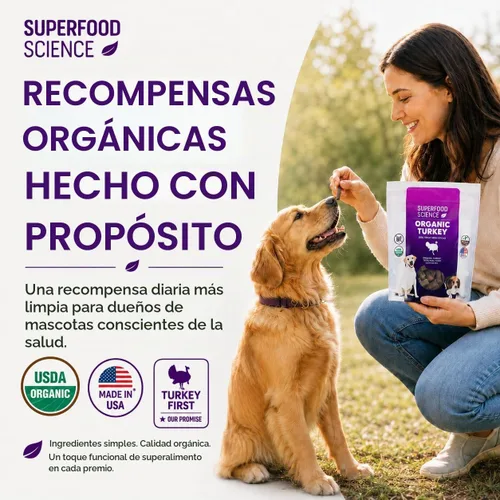 Vista 2 de Golosinas orgánicas para perros, golosinas orgánicas suaves y masticables para perros de pavo, bajas en calorías, hipoalergénicas, naturales