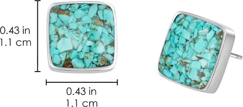 Vista 6 de Lauren-Spencer Aretes cuadrados de piedra preciosa para mujer, delicados aretes de piedra pulida de malaquita y sodalita, hipoalergénicos, aretes