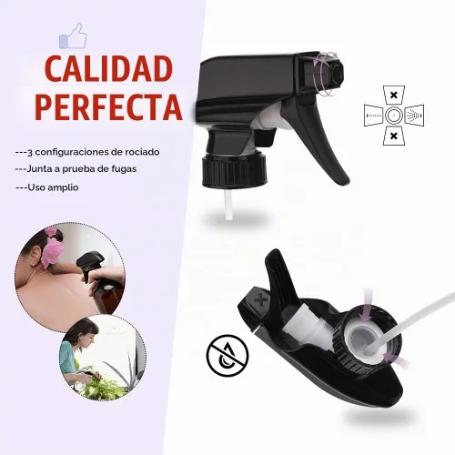 Vista 3 de AMORIX Boquilla pulverizadora de gatillo de botella de 12 piezas, boquilla de repuesto resistente con pulverizador de corriente de niebla, se adapta