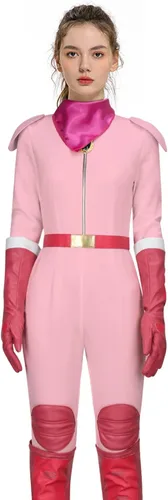 Vista 4 de LINKOM Disfraz de melocotón rosa para mujer, disfraz de princesa, traje de batalla, conjunto completo de Halloween, cosplay, uniforme