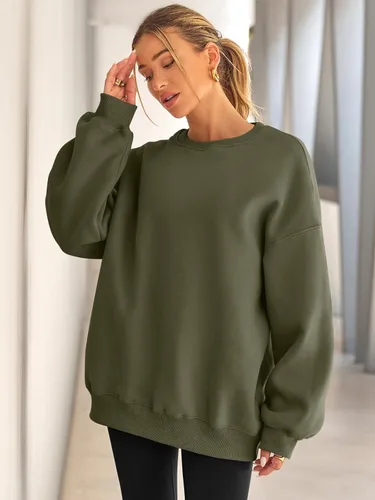 Vista 3 de EFAN - Sudaderas extragrandes para mujer, de vellón con capucha y cuello redondo, suéteres informales y cómodos, ropa de moda para otoño