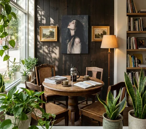 Vista 3 de XLYFVLGF Arte de Pared en Lienzo Melancólico Oscuro Libresco, decoración de pared preppy oscura, pintura de mujer gótica victoriana, obra de arte