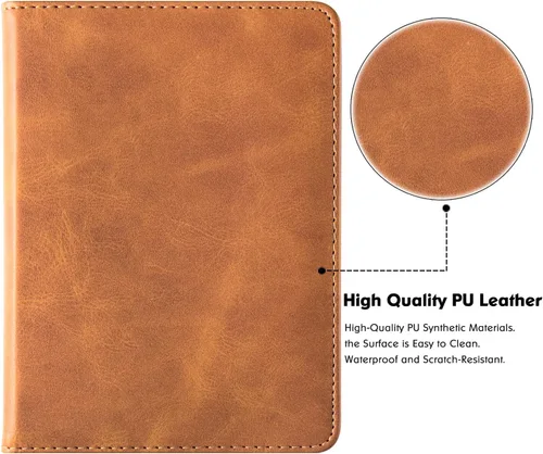 Vista 7 de Funda para Nook GlowLight 4 Plus de 7.8 pulgadas (2023) Soporte plegable integrado y correa de mano Estilo libro Funda de piel sintética Marrón