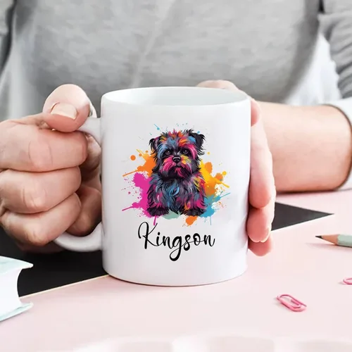 Vista 5 de Affenpinscher - Taza de café con nombre personalizado, regalo para perro, papá, perro, mamá, taza de cerámica blanca personalizada Affenpinscher