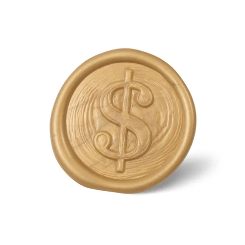 Vista 3 de Mceal Sello de cera, cabeza de latón con mango de palisandro, 1.2"(30mm) de diámetro, (signo de dólar)