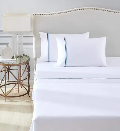 Vista 11 de Hotel Triple Luxe - Juego de sábanas de satén, 100% algodón egipcio Giza de ELS, bordado, totalmente natural, plano, ajustado y 2 fundas de almohada