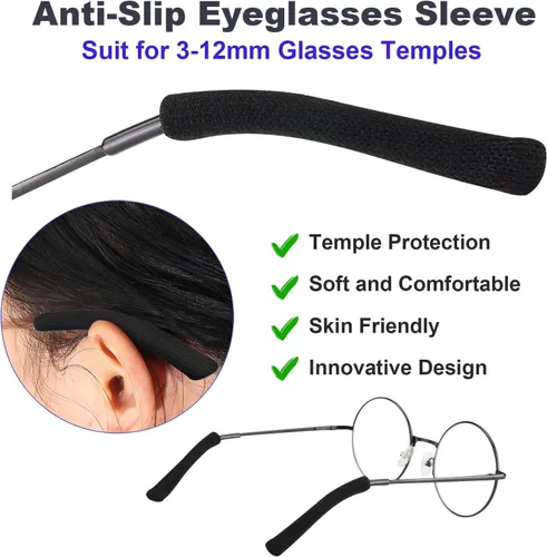 Vista 2 de Cojines para las orejas para lentes con tela de algodón, puntas de retenedor de gafas de punto suave, almohadillas elásticas antideslizantes