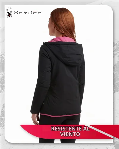 Vista 6 de Spyder Chaqueta cortavientos para mujer, impermeable, resistente al viento Negro