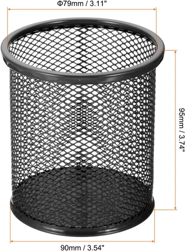 Vista 2 de PATIKIL Soporte de malla para bolígrafos, paquete de 2 soportes para lápices, cesta para lápices, organizador de casilleros de tazas, soporte Negro