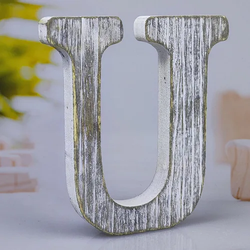 Vista 28 de Letras de madera rústica sin terminar de 8 pulgadas para decoración de pared, letras decorativas de pie en rodajas, decoración de tablero