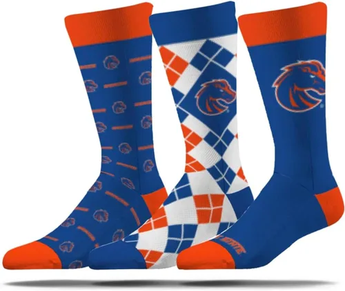 Vista 2 de Strideline Calcetines de vestir NCAA para hombre - The Executive paquete de 3 - Talla única para la mayoría Blue and Orange
