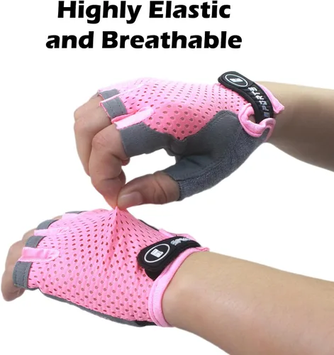 Vista 3 de Guantes de ciclismo para niños, sin dedos, transpirables, antideslizantes, para jóvenes, niños y niñas, ciclismo, motocicleta, motocross, deportes