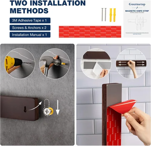 Vista 6 de Tira magnética para cuchillos actualizada 2026, soporte magnético de cuchillos de 12 pulgadas para pared, imán de cuchillo, tira magnética
