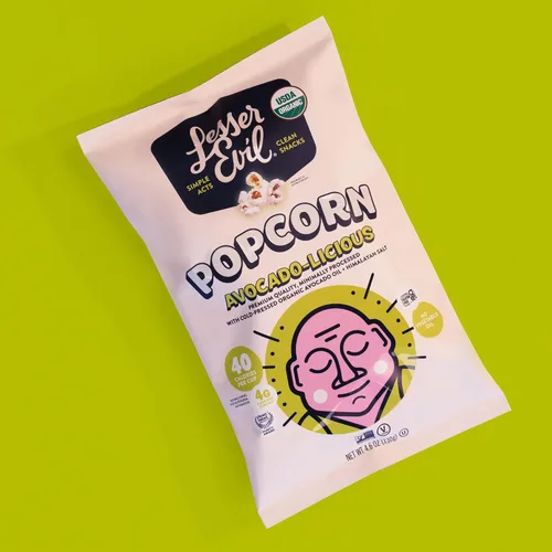 Vista 4 de LesserEvil Palomitas de maíz orgánicas "Avocado-licious", exclusivo de Amazon, calidad premium, mínimamente procesado, sin aceite vegetal, 4.6