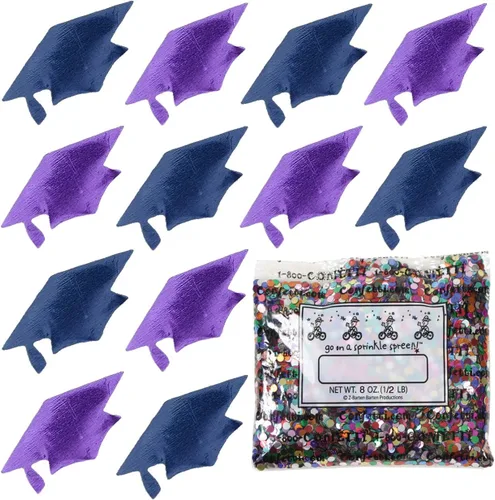 Vista 163 de Confetti Grad Cap Negro, Azul Marino Combo - 2 bolsas de media onza (1 oz)