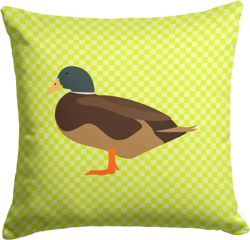 Vista 461 de Caroline's Treasures BB8163PW1414 Beltsville - Almohada decorativa de tela a cuadros pequeños, color blanco, pavo y gallina azul, lavable a máquina