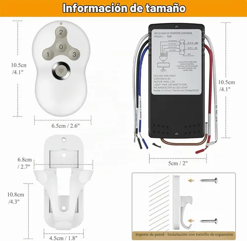 Vista 4 de Kit de control remoto universal para ventilador de techo
