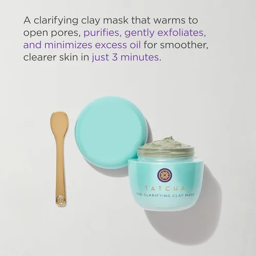 Vista 2 de TATCHA The Clarifying Clay Mask Tratamiento exfoliante de poros crea una sensación de calentamiento para abrir y purificar los poros, 1.7 fl oz