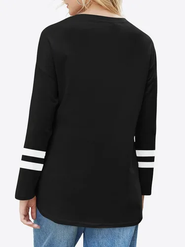 Vista 80 de Fisoew Camisetas de manga larga para mujer, holgadas, casuales, con cuello redondo, blusa suave