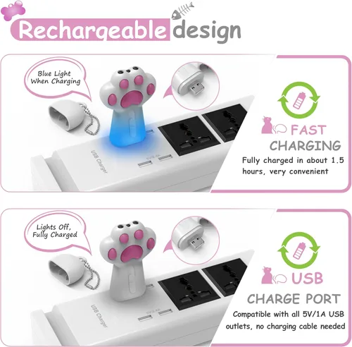 Vista 4 de FYNIGO Juguetes interactivos para gatos y perros de interior, 7 en 1 recargable por USB, juguete para perseguir y hacer ejercicio