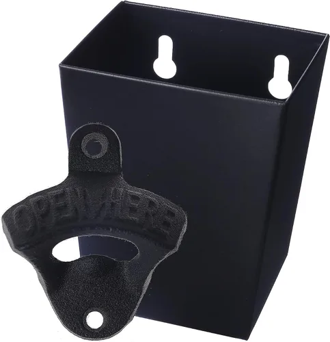 Vista 10 de Abridor de botellas de cerveza de hierro fundido de cobre antiguo montado en la pared de soda botella superior con tapa colector estrecho para mesa