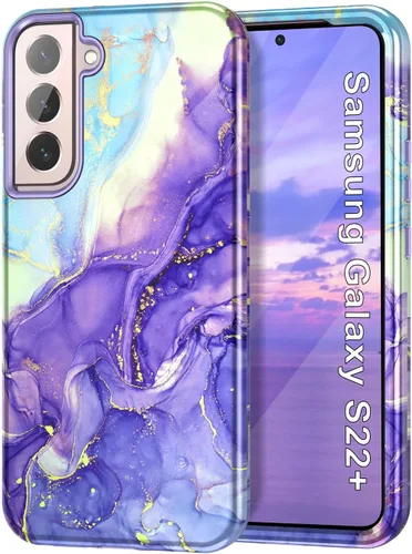 Vista 17 de Btscase Funda para Samsung Galaxy S22+/S22 Plus 5G, Patrón de Mármol 3 en 1 Resistente a Prueba de Golpes de Servicio Pesado Cuerpo Completo Rígida