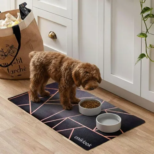 Vista 7 de Mantel individual grande para mascotas, tapete de alimentación para perros y gatos, seguro para mascotas, 28 x 16.5 pulgadas, impermeable, fácil