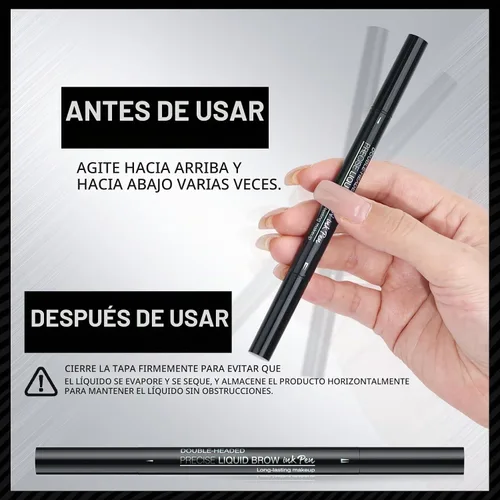 Vista 4 de Pluma líquida 2 en 1, punta fina de 1/2 punta, cejas, forro, barba, cabello (1#marrón claro)