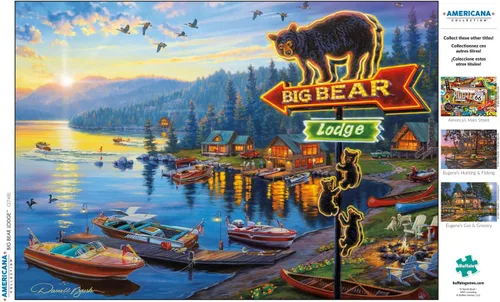 Vista 5 de Buffalo Games - Darrell Bush - Big Bear Lodge - Rompecabezas de 500 piezas