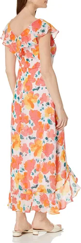 Vista 2 de London Times Women's Faux Wrap Ruffle Maxi Dress
