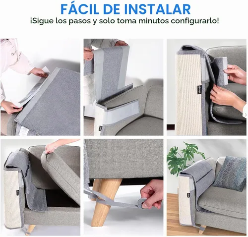 Vista 7 de NATUYA Protector de sofá de muebles para arañazos para gatos, almohadilla rascador grande de sisal para gatos, protector de brazo de esquina Gris