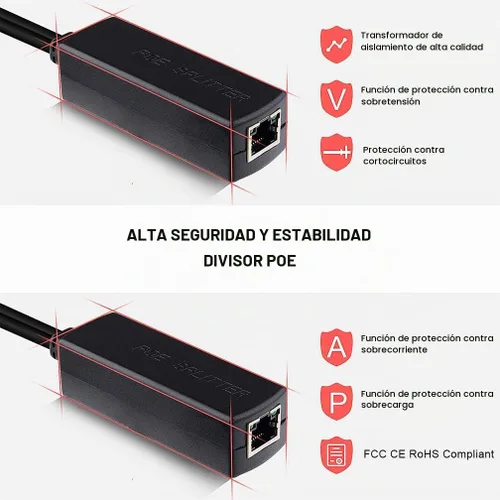 Vista 3 de ipolex 10/100M PoE Splitter Active, Power ethernet Splitter Adapter, 2