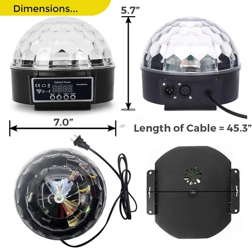 Vista 6 de Bola de discoteca LED - DMX y luz de fiesta RGB controlada por sonido