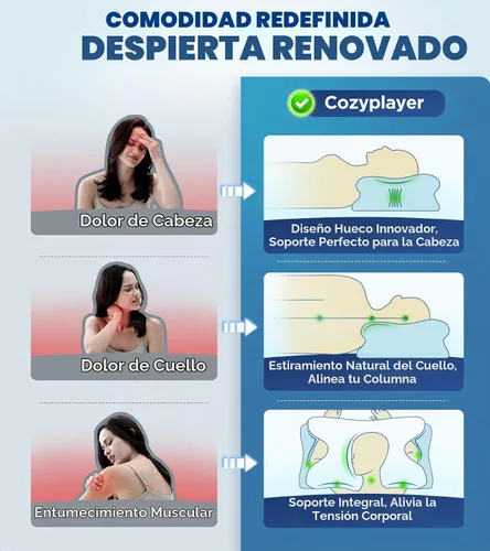 Vista 2 de Almohada cervical eficaz para el alivio del dolor para dormir, almohada ergonómica refrescante para dormir de lado para soporte del cuello