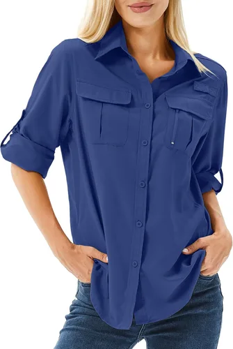Vista 16 de Camiseta de Manga Larga para Mujer con Protección Solar UPF 50 para Safari, Pesca, Senderismo