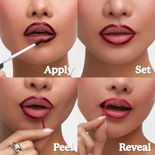 Vista 6 de Sacheu Lip Liner STAY-N Peel Off - Tinte labial impermeable de larga duración con ácido hialurónico y vitamina E, acabado mate a prueba