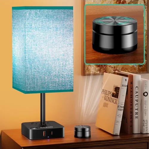 Vista 14 de Lámpara de mesa regulable cozoo USB para mesita de noche y escritorio con 2 puertos de carga USB (A+C) y 2 tomas de corriente, lámpara de mesita