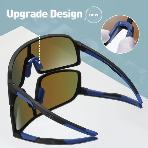 Vista 5 de Bevi - Lentes de sol deportivos polarizados con montura TR90 para hombres y mujeres, conducción al aire libre, ciclismo