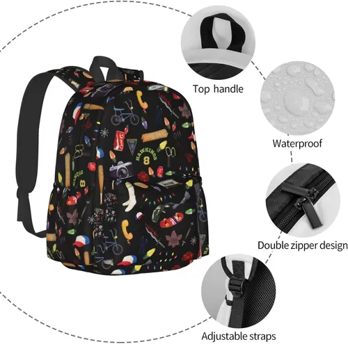 Vista 7 de Oiwizxi Mochila de dibujos animados de película con caja de almuerzo 3 para hombres y mujeres, A, Dibujos animados, deportes