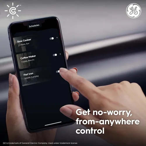 Vista 9 de GE Cync - Enchufe inteligente, enchufe Bluetooth para exteriores y Wi-Fi, enchufe resistente a la intemperie, funciona con Alexa y Google, negro